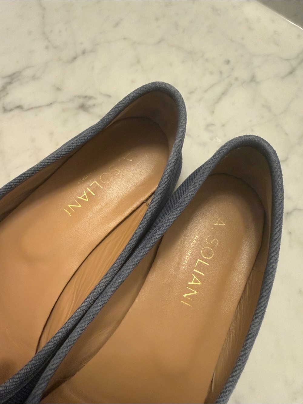 A. Soliani Como Dark Denim Ballet Flats – Size 38 - Picture 3 of 6